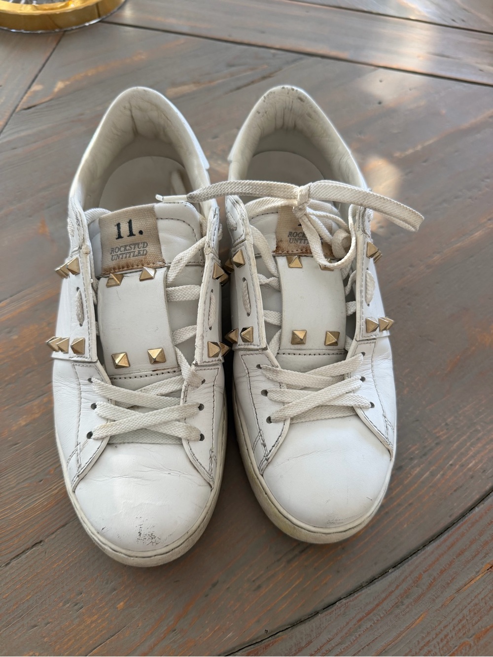 Valentino Garavani Rockstud Untitled White Leather Sneakers Size 38.5
